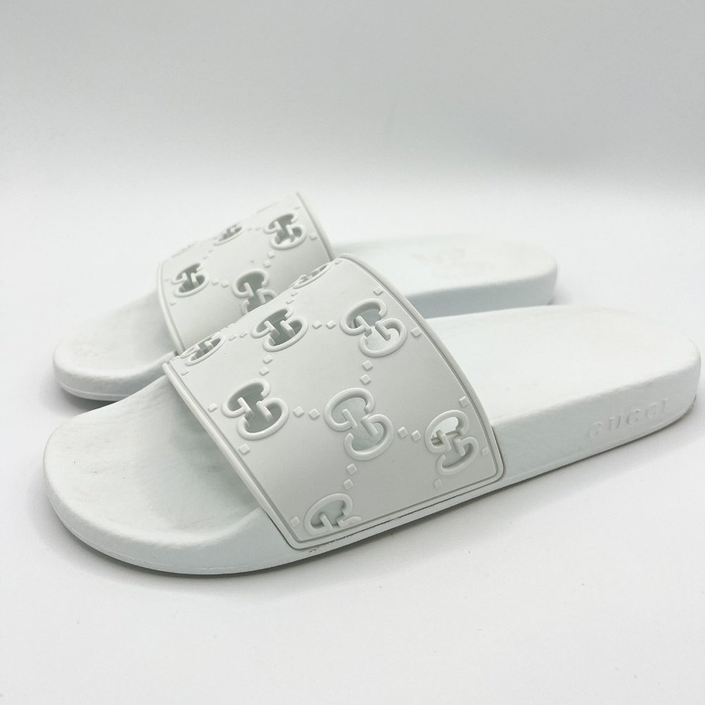 Gucci Women's White Rubber GG slide sandal